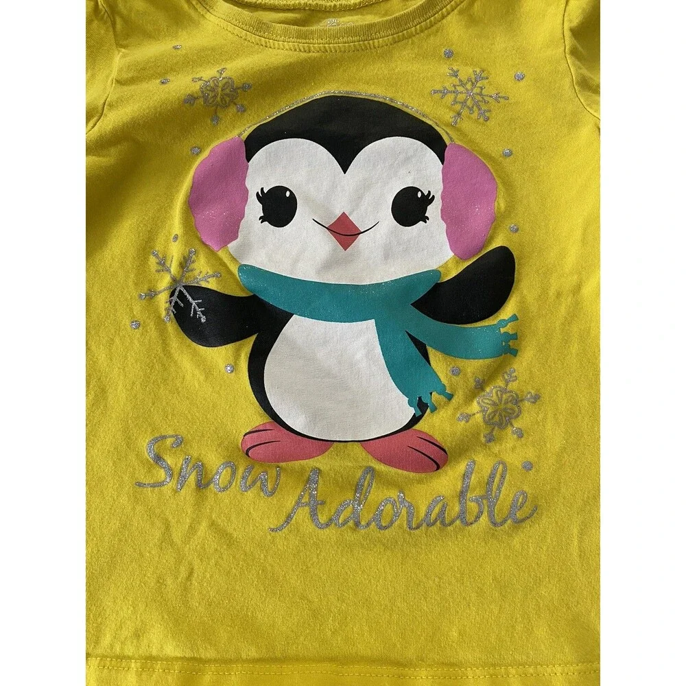 The Children’s Place Girl 4T Snow Adorable Penguin Long Sleeved T-shirt Yellow